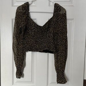 Abound Black and White Floral Blouse